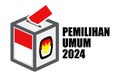Indonesia Election Day with voting box. (translation text kpu, pilpres, serentak PEMILU election). 3D Render.