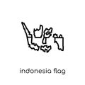 Indonesia flag icon. Trendy modern flat linear vector Indonesia