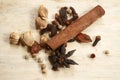 Indonesia herbs and spices on wooden table Royalty Free Stock Photo