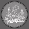 Indonesia icons and landmarks.