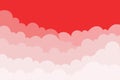 Indonesia Independence Day Background with Flat Paper Clouds in Red and White background illustration Royalty Free Stock Photo