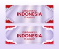 Indonesia independence day banners decorated with wavy flags
