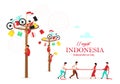 Indonesia Independence Day flat poster vector template