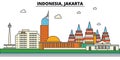 Indonesia, Jakarta. City skyline architecture . Editable