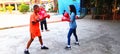 indonesia, jakarta july 31 2023, a group of teenage boys practicing boxing.