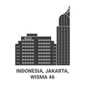 Indonesia, Jakarta, Wisma 6 travel landmark vector illustration