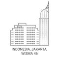 Indonesia, Jakarta, Wisma travel landmark vector illustration