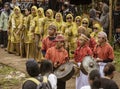 Indonesia, June 13 2022 - Family members of the deceased march in procession at the funeral in Toraja