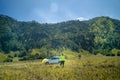 Indonesia June 23, 2020 : Man Traveller enjoying view Mount Bromo