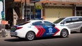 Indonesia - Local police car provides security in Jalan Penataran Agung, Bali Royalty Free Stock Photo