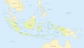 Indonesia map detailed with neighboring states, islands with names, classic maps design