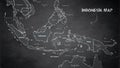 Indonesia map, state names, separate states, individual region, blackboard chalkboard