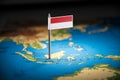 Indonesia marked with a flag on the map Royalty Free Stock Photo