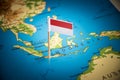 Indonesia marked with a flag on the map Royalty Free Stock Photo