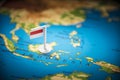 Indonesia marked with a flag on the map Royalty Free Stock Photo