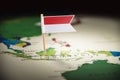 Indonesia marked with a flag on the map