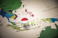 Indonesia marked with a flag on the map Royalty Free Stock Photo