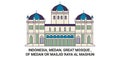 Indonesia, Medan, Great Mosque , Of Medan Or Masjid Raya Al Mashun travel landmark vector illustration