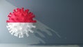 Indonesia Monaco flag on covid-19 virus with copy space Royalty Free Stock Photo