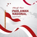 Indonesia national heroes day November 10th illustration with bamboo flag pole Hari Pahlawan Nasional Indonesia Royalty Free Stock Photo