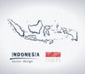 Indonesia national vector drawing map on white background