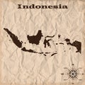 Indonesia old map with grunge and crumpled paper. Vector illustration Royalty Free Stock Photo