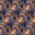 Abstract symmetrical pattern of Indonesian batik, floral motif, batik blur pattern.