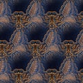 Abstract symmetrical pattern of Indonesian batik, floral motif, batik blur pattern.