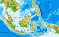 Indonesia physical map Royalty Free Stock Photo