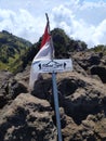 Indonesia's red and white flag at the top of sejati Mount Sumbing, Jawa Tengah