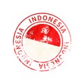 Indonesia sign, vintage grunge imprint with flag on white