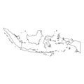 Indonesia - solid black outline border map of country area. Simple flat vector illustration