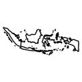 Indonesia - solid black outline border map of country area. Simple flat vector illustration