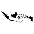 Indonesia - solid black silhouette map of country area. Simple flat vector illustration