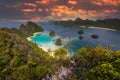 Indonesia superb sunset in Papua Raja-Ampat Royalty Free Stock Photo