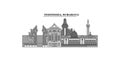 Indonesia, Surabaya city skyline isolated vector illustration, icons