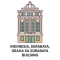 Indonesia, Surabaya, Graha Sa Surabaya Building travel landmark vector illustration