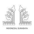 Indonesia, Surabaya travel landmark vector illustration