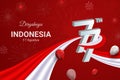 Indonesia independence day banner decorated with flags and balloons