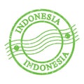 INDONESIA, text written on green postal stamp