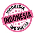 INDONESIA text written on pink-black round stamp sign