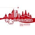 INDONESIA travel destination vector illustration.