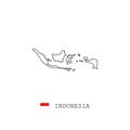 Indonesia vector map outline, line, linear. Indonesia black map on white background. Indonesia