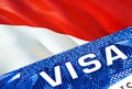 Indonesia visa document close up. Passport visa on Indonesia flag. Indonesia visitor visa in passport,3D rendering. Indonesia Royalty Free Stock Photo