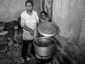 Indonesia West Java, Cirebon. July, 2021. Two women in the kitchen in the countryside cooking together