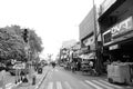 Indonesia, Yogyakarta - july 25, 2014: malioboro street in yogyakarta with black and white concept