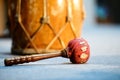 Indonesian ancient folk musical instruments. Close-up photograph