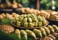 Indonesian background aka Blurred image ketupat cakes rice