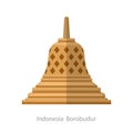 Indonesian Borobudur ancient temple. Cartoon style icon