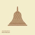 Indonesian Borobudur ancient temple. Flat vector icon